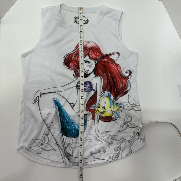 Disney The Little Mermaid White Ariel Sketch Drawn Artsy Tank Top Size Small - Picture 12 of 12